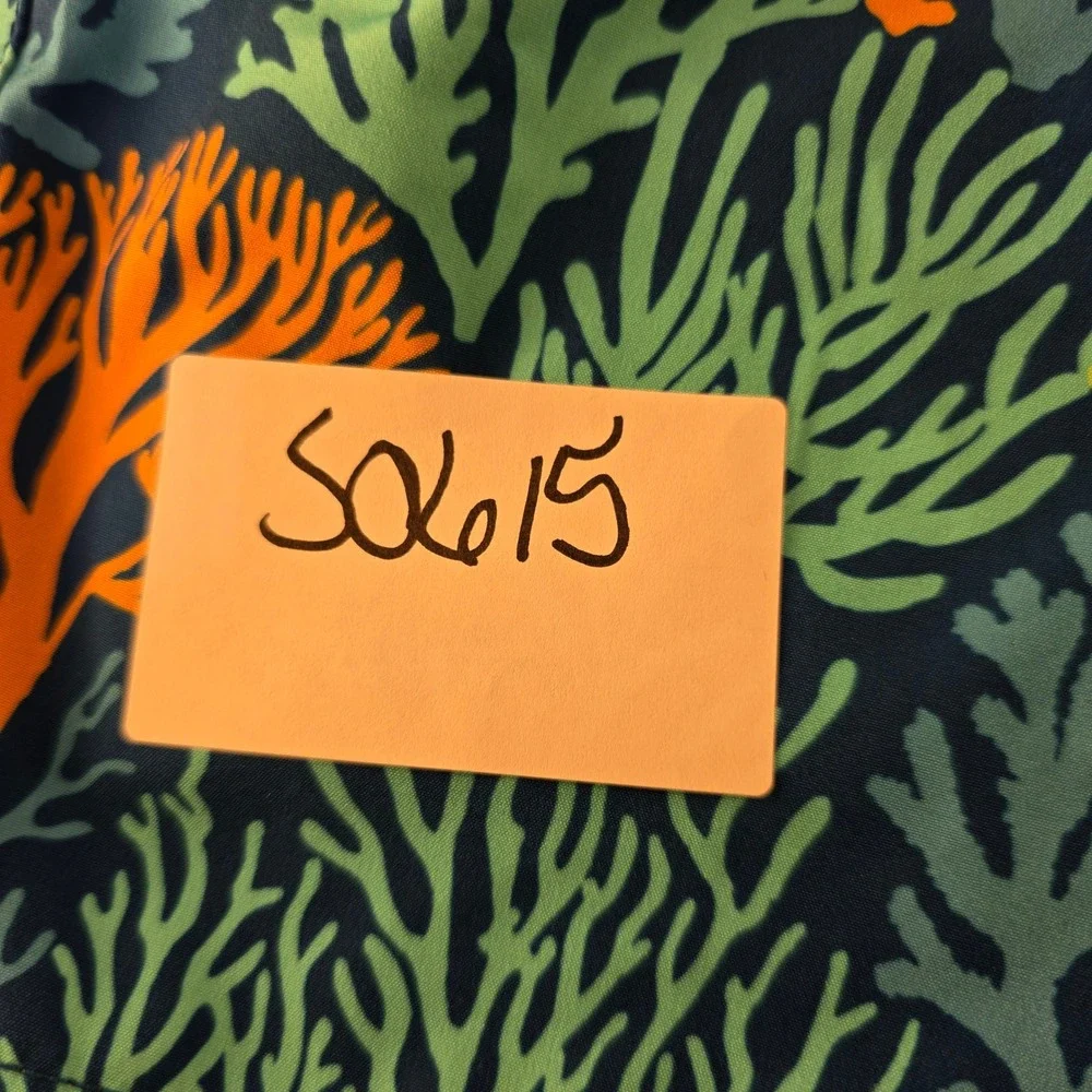 Chubbies Mens Swim Trunks Small 7 Inch Inseam Blue Green Orange Coral Reef Print